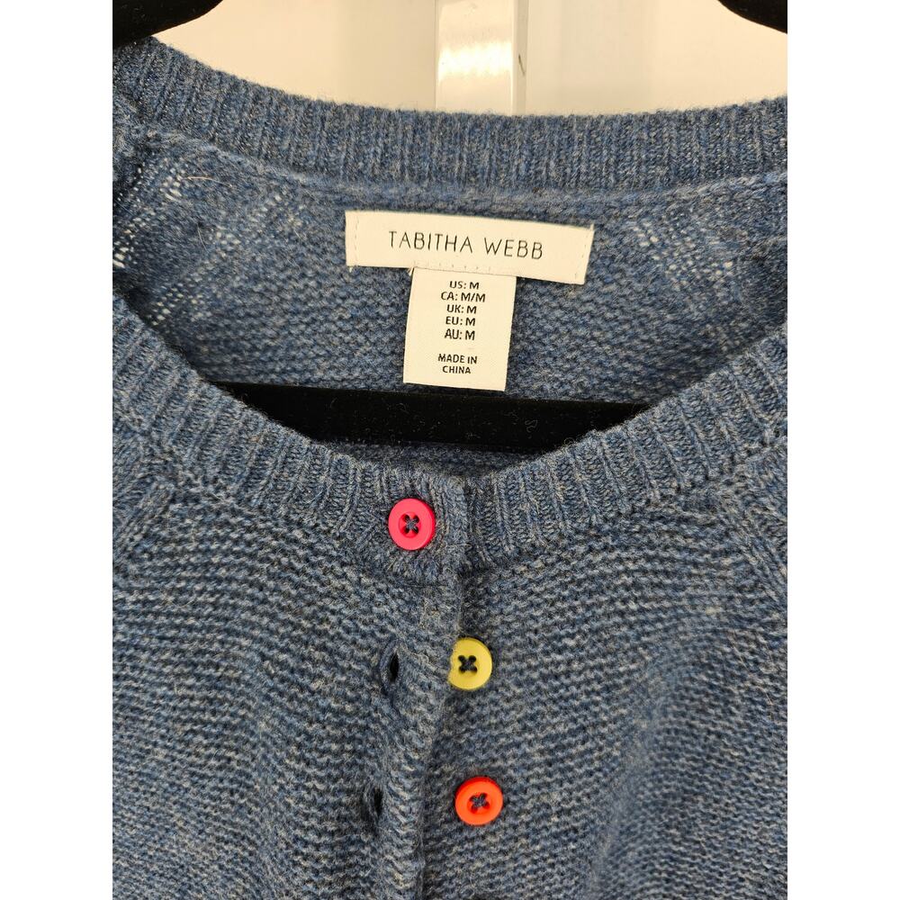 Blue Button-Up Women's Cardigan - Picture 3 of 5